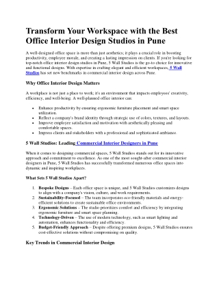 Transform Your Workspace with 5 wall studios