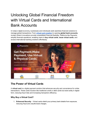 Unlocking Global Financial Freedom with Virtual Cards and International Bank Accounts