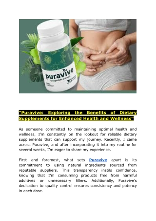 Puravive-Healthy Weight Loss Dietary Supplement