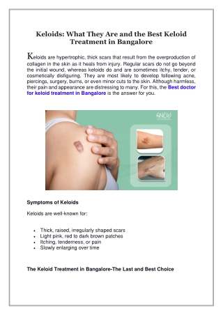 Keloids, What They Are and the Best Keloid Treatment in Bangalore