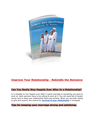 Improve Your Relationship - Rekindle the Romance