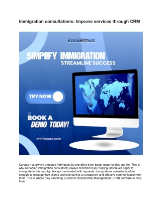Immigration consultations Improve services through CRM