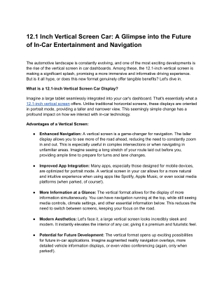 12.1 Inch Vertical Screen Car_ A Glimpse into the Future of In-Car Entertainment and Navigation