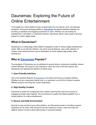 Daunemas_ Exploring the Future of Online Entertainment