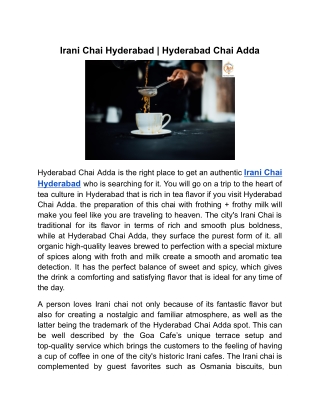 Irani Chai Hyderabad