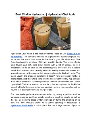 Best Chai in Hyderabad