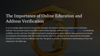 The Importance of Online Education and Address Verification