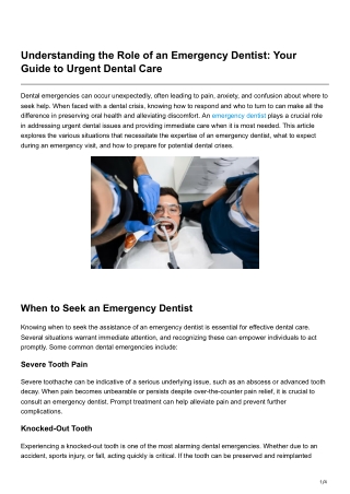 Understanding the Role of an Emergency Dentist Your Guide to Urgent Dental Care