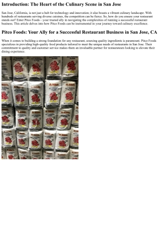 Pitco Foods: Your Ally for a Successful Restaurant Business in San Jose, CA