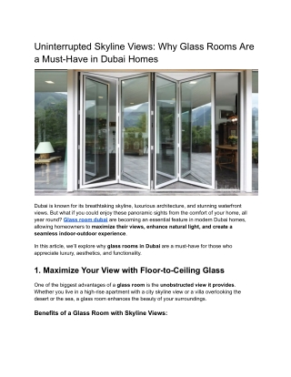Uninterrupted Skyline Views_ Why Glass Rooms Are a Must-Have in Dubai Homes