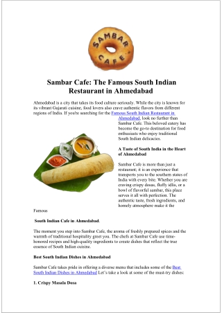 Famous South Indian Restaurant in Ahmedabad