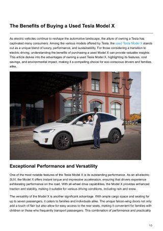 The Benefits of Buying a Used Tesla Model X