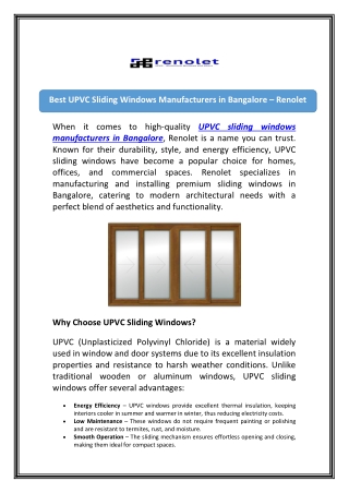 Call Sliding Windows Bangalore - RENOLET