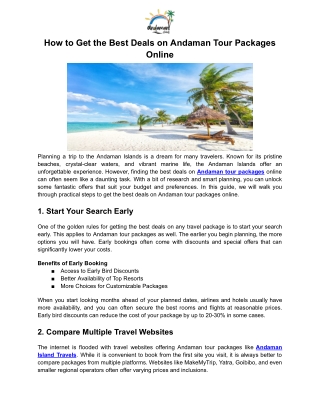 Best Deals on Andaman Tour Packages Online