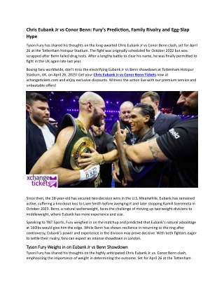 Fury’s Prediction, Family Rivalry and Egg-Slap Hype