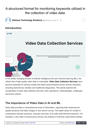 A structured format for monitoring keywords utilized in the collection of video