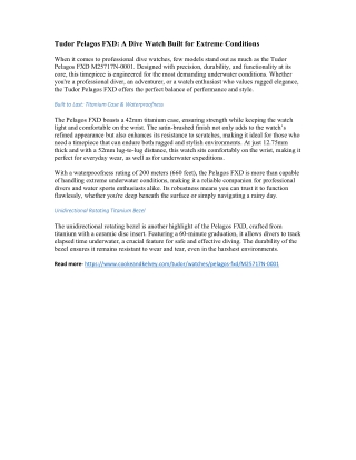 Tudor Pelagos FXD- A Dive Watch Built for Extreme Conditions (1)