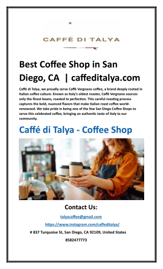 Best Coffee Shop in San Diego, CA