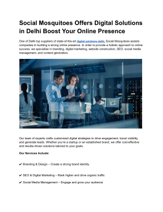 Social Mosquitoes Offers Digital Solutions in Delhi Boost Your Online Presence