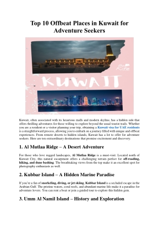 Top 10 Offbeat Places in Kuwait for Adventure Seekers