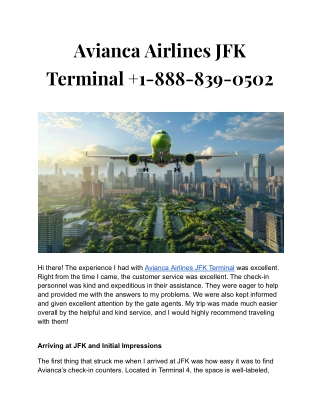 Avianca Airlines JFK Terminal