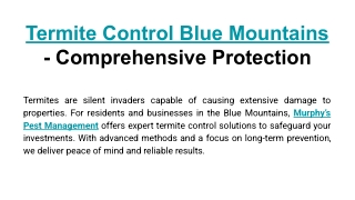 Termite Control Blue Mountains - Comprehensive Protection