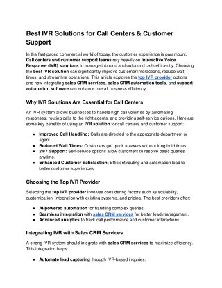 Best IVR Solutions for Call Centers & Customer Support