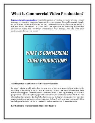 What Is Commercial Video Production?