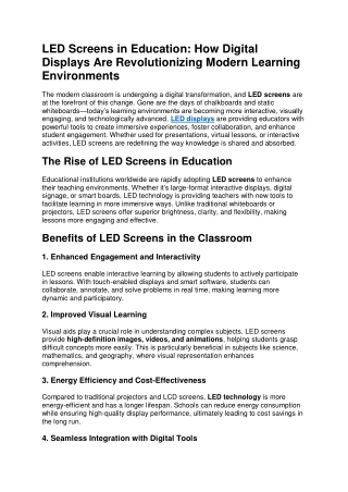 LED screens in education