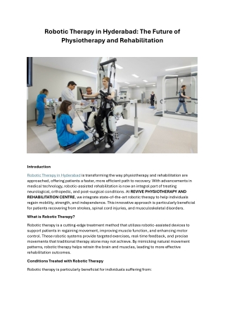 Robotic Therapy in Hyderabad The Future of Physiotherapy and Rehabilitation