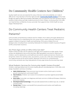 Do Community Health Centers See Children