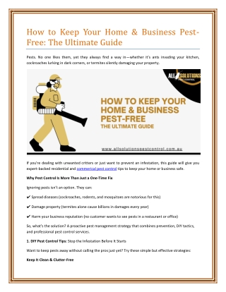 Pest Control Made Easy: Expert Tips to Prevent & Eliminate Pests