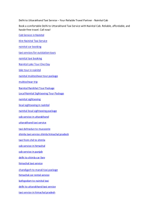 A Complete Guide to Taxi Service in Himachal Pradesh - Nainital Cab