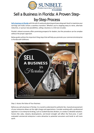 Sell a Business in Florida- A Proven Step-by-Step Process