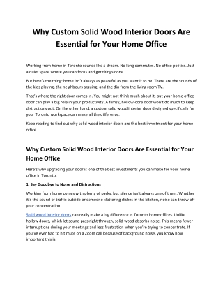 Custom Interior Doors  Upgrade Your Toronto Home Office