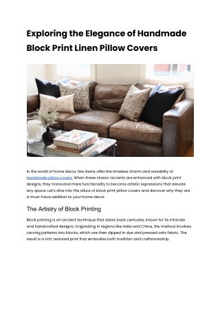 Exploring the Elegance of Handmade Block Print Linen Pillow Covers