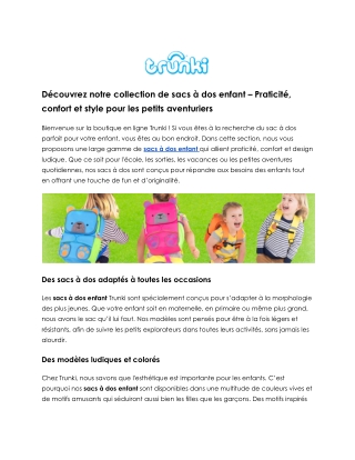 Sacs à dos enfant – Pratiques et colorés pour chaque aventure