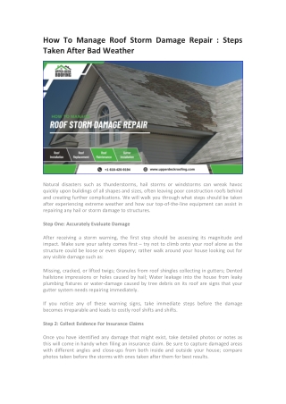How to Manage Roof Storm Damage Repair  Steps After Bad Weather