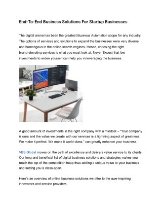 End-To-End Business Solutions For Startup Businesses