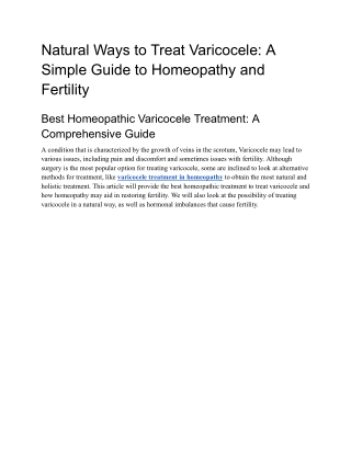 cure varicocele without surgery