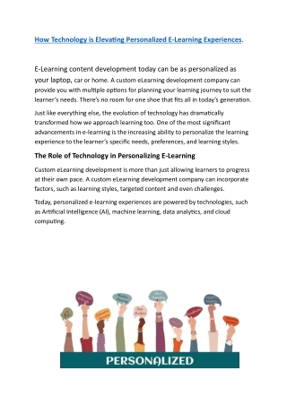 How Technology is Elevating Personalized