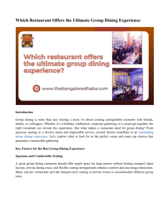 Which Restaurant Offers the Ultimate Group Dining Experience