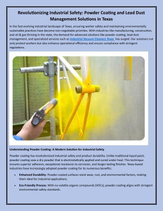 Revolutionizing Industrial Safety Powder Coating and Lead Dust Management Solutions in Texas