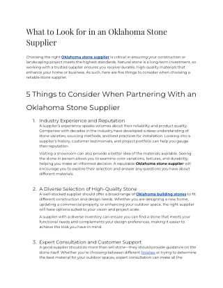 What to Look for in an Oklahoma Stone Supplier
