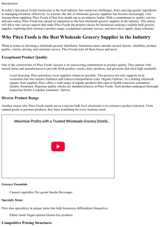 Why Pitco Foods is the Best Wholesale Grocery Supplier in the Industry