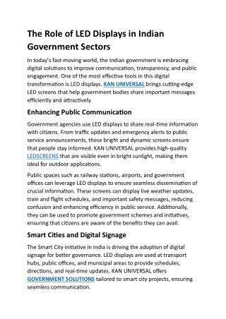 LED Displays in Indian Government Sectors