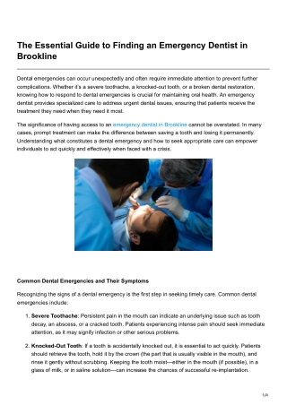 The Essential Guide to Finding an Emergency Dentist in Brookline