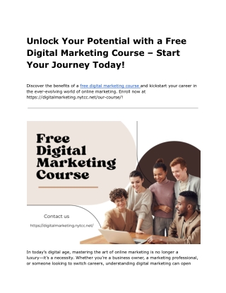 Unlock Your Potential with a Free Digital Marketing Course