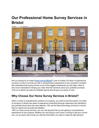 Our Professional Home Survey Services in Bristol