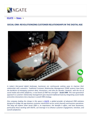 SOCIAL CRM REVOLUTIONIZING CUSTOMER RELATIONSHIPS IN THE DIGITAL AGE